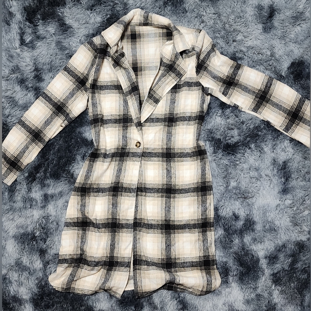 Plaid trench coat